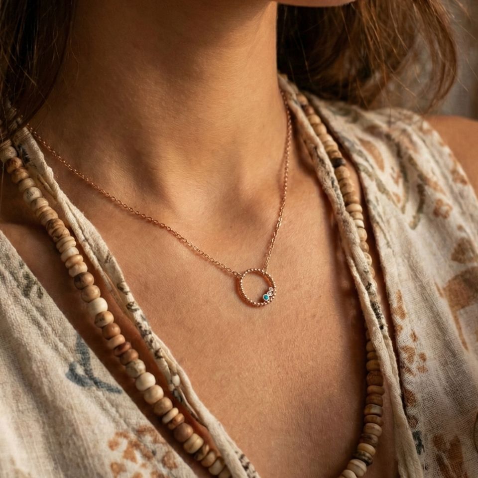 Firuze Detaylı Halka Rose Kolye 66 Firuze Detaylia Halka Rose Kolye TEK083 2 scaled 2