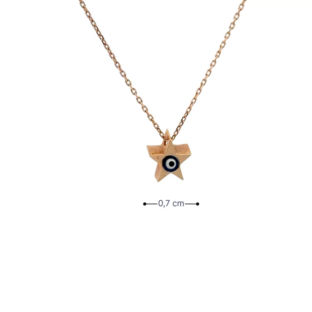 Goz Detayli Yildiz Rose Kolye-TEK077