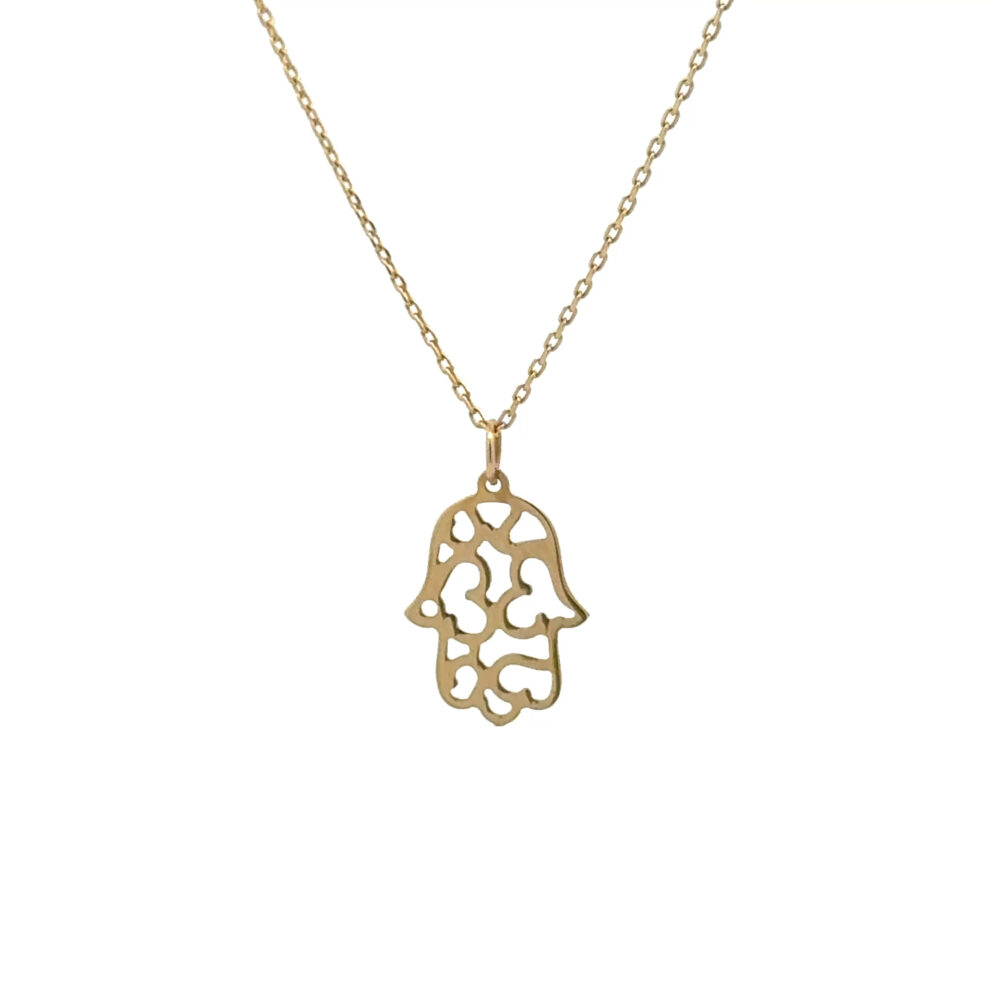 Kalp Detaylı Hamsa Kolye 60 Kalp Detayli Hamsa Kolye-TEK031