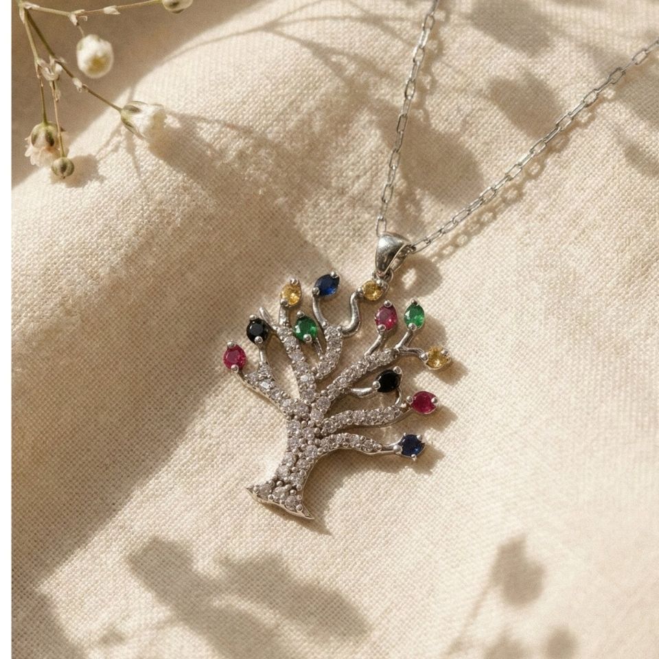 Renkli Taşlı Hayat Ağacı Beyaz Altın Kolye 90 Renkli Tasli Hayat Agaci Beyaz Altin Kolye TEK068 1 scaled 2