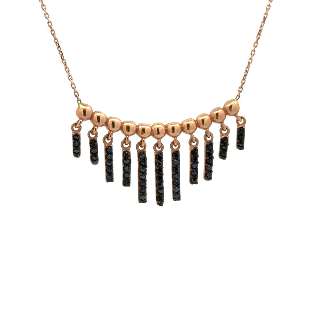 Siyah Zirkon Sallantılı Rose Altın Kolye 78 Siyah Zirkon Sallantili Kolye-TEK019 (1)