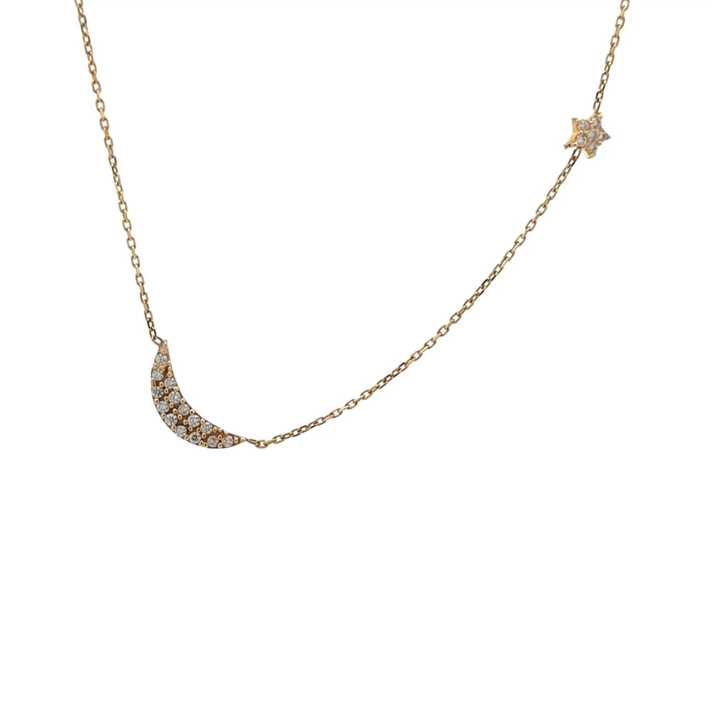 Taş Detaylı Ay Yıldız Kolye 94 Tas Detayli Ay Yildiz Kolye-TEK011